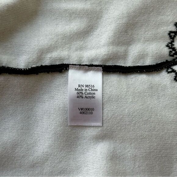 COLDWATER CREEK Black & White One Button Cardigan Cotton Blend Size Medium - Picture 6 of 13